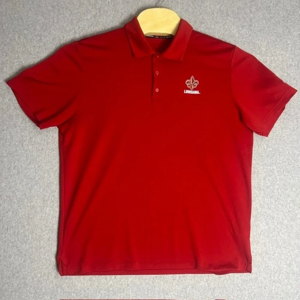 Adidas‎ Louisiana Red Golf Athletic Short Sleeve Polo Shirt Size Large